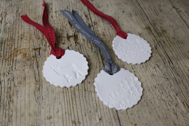 Stamped Clay Christmas tree decorations